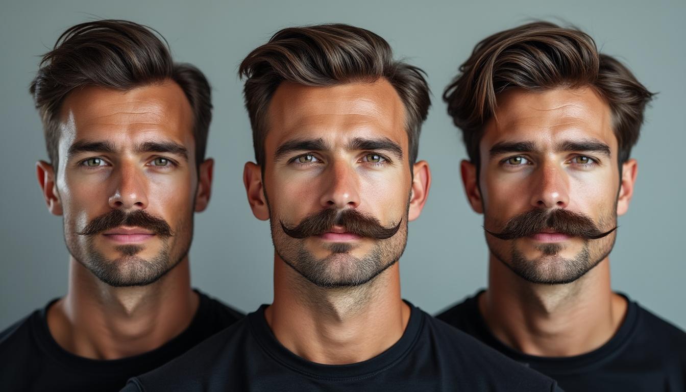 découvrez la moustache english : élégante et fine, divisée en deux sections avec des pointes effilées sur les côtés pour un style classique et soigné.