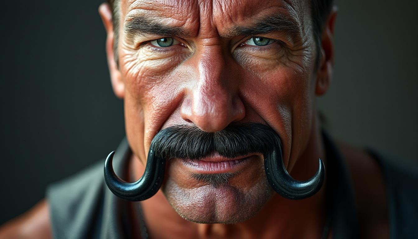 découvrez le style moustache horseshoe, un contour de moustache en fer à cheval qui descend de la bouche jusqu'à la mâchoire, rendu célèbre par hulk hogan.