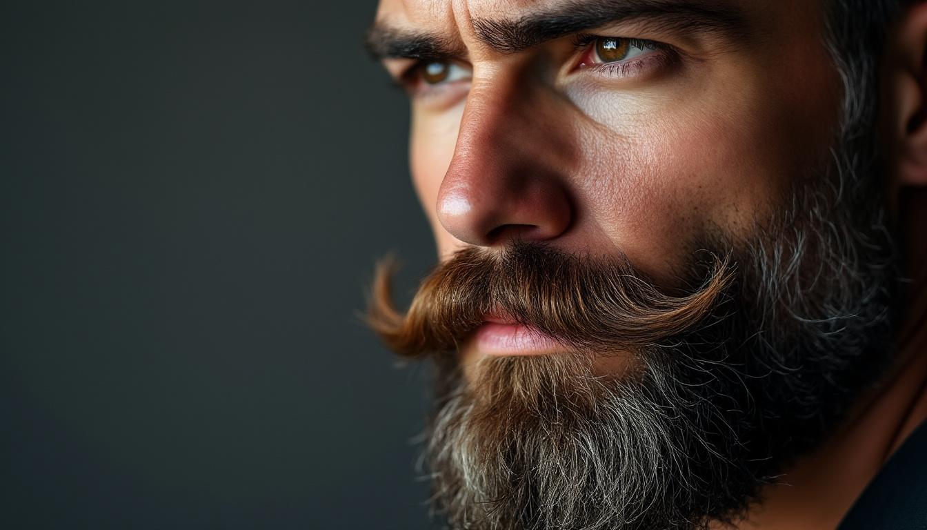 découvrez le style royale : une moustache élégante combinée à une petite touffe sous la lèvre pour un look unique et sophistiqué.
