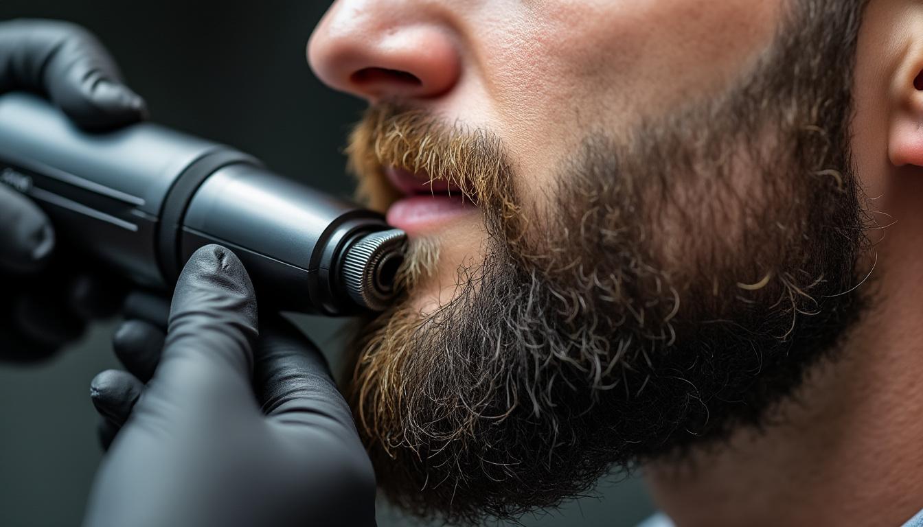 découvrez le style royale, une moustache élégante accompagnée d'une petite touffe de poils sous la lèvre pour un look distinctif et raffiné.
